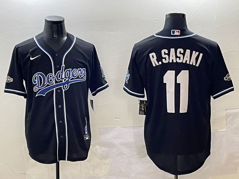 Men Los Angeles Dodgers #11 R.Sasaki Black Fashion Game 2025 Nike MLB Jersey style 30619